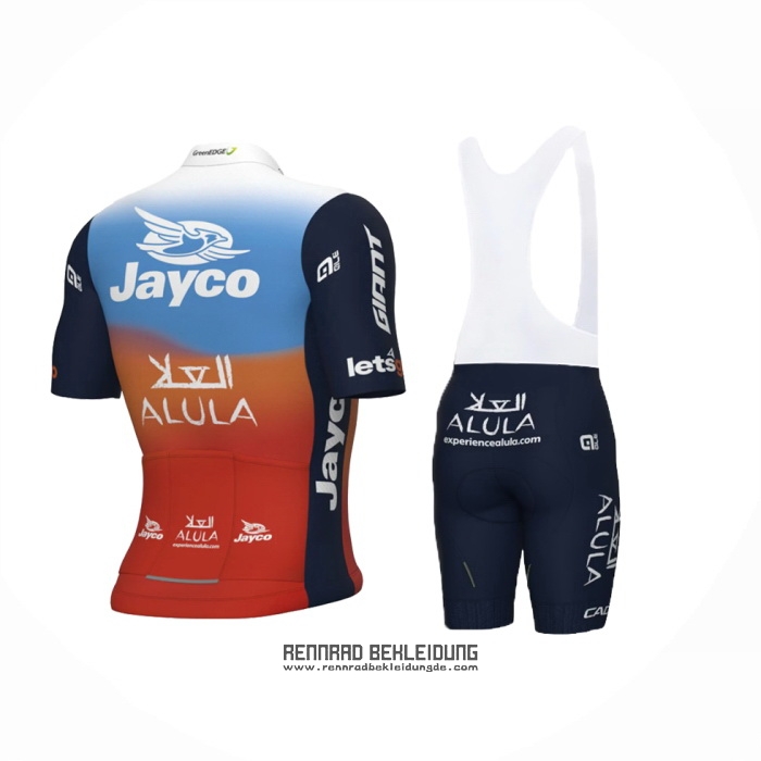 2024 Fahrradbekleidung Jayco AlUla Blau Orange Trikot Kurzarm Und Tragerhose
